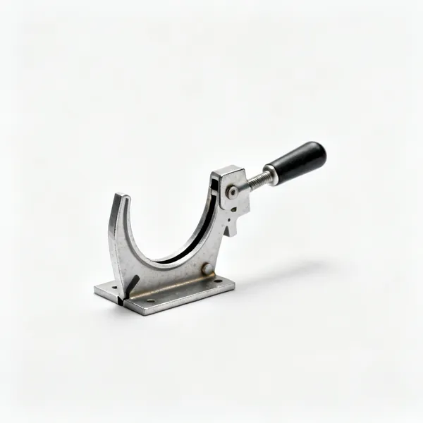 A small metal saddle square shaped to sit over a board corner