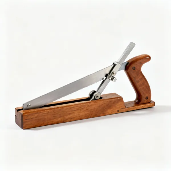 A sliding bevel gauge with a wooden stock and a pivoting locking blade