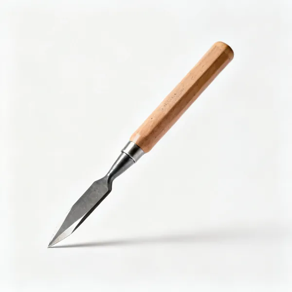 A flat carpenter's pencil sharpened to a chisel point