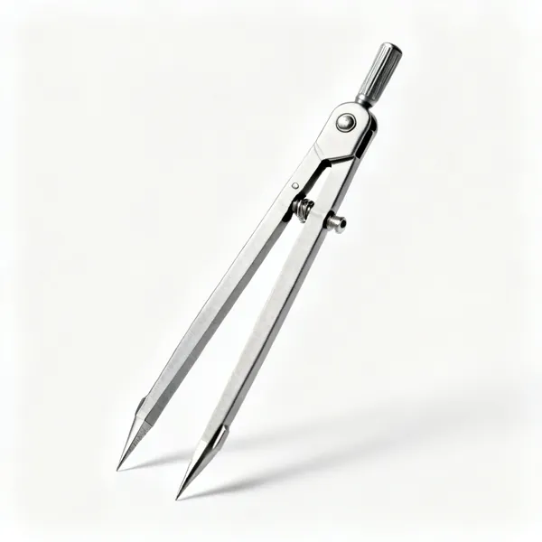 Compass & dividers: A pair of steel dividers with sharp points and an adjusting screw
