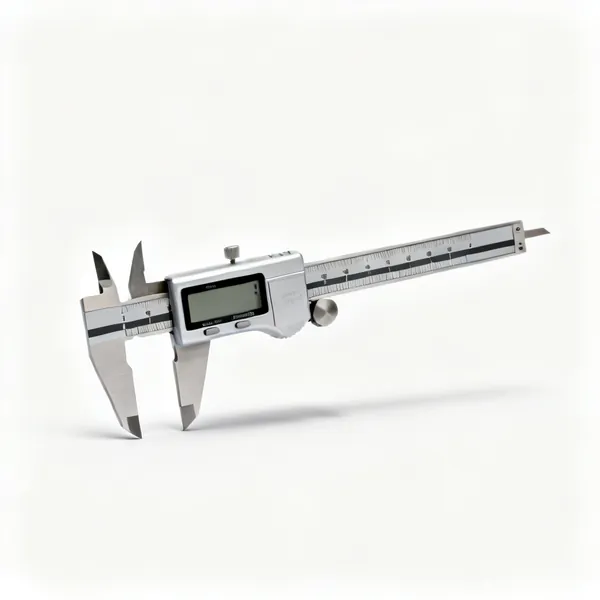 A digital caliper with an LCD display and sliding jaws