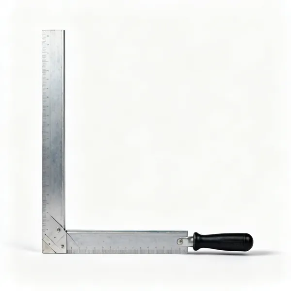A large L-shaped steel framing square