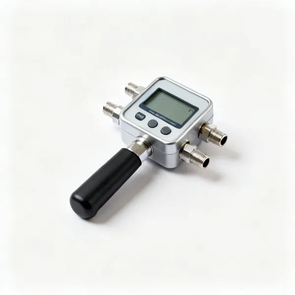 A digital manometer with two pressure ports and a display