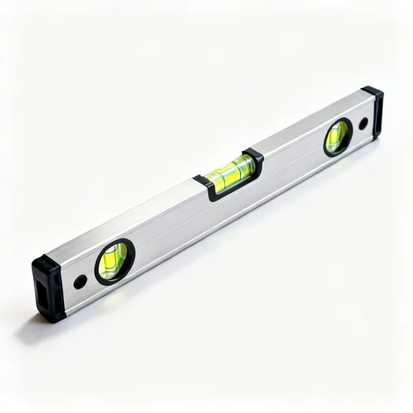 A spirit level with two bubble vials in an aluminium body