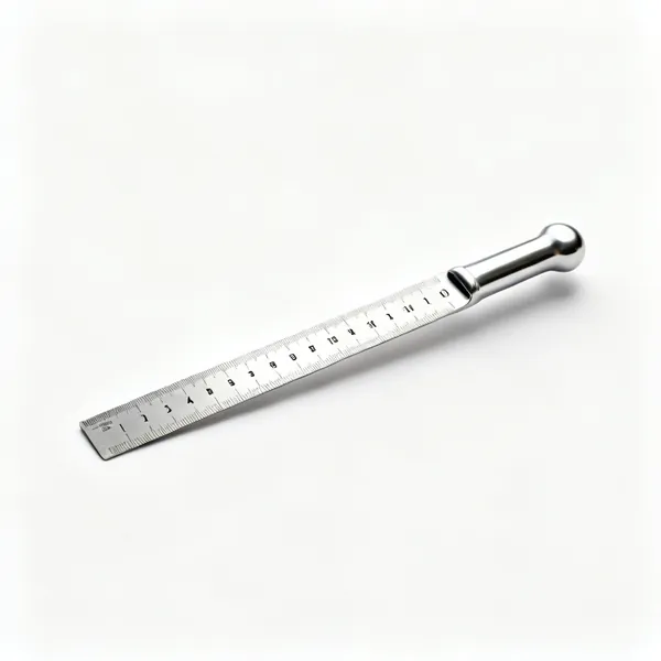 A stainless steel rule with engraved graduations