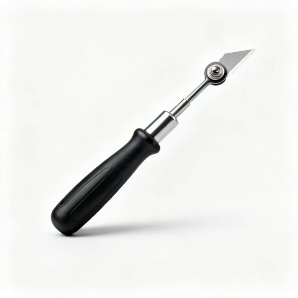 A handheld deburring tool with a swivel blade