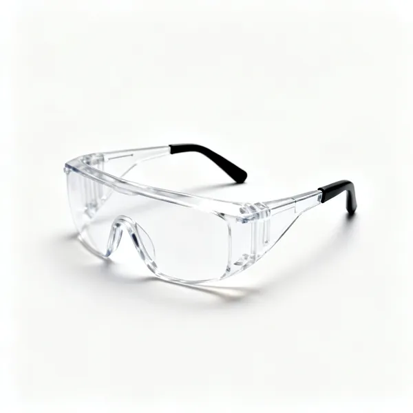 A pair of clear safety glasses