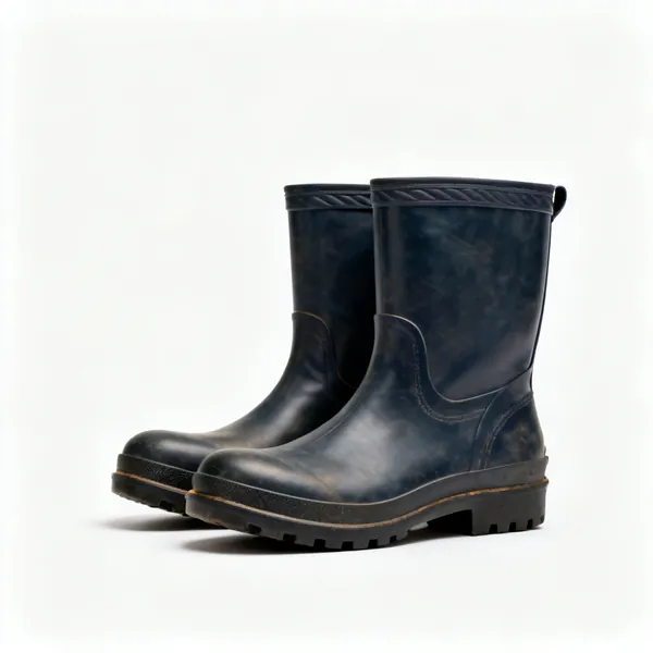 Waterproof safety boots: A pair of waterproof leather safety boots