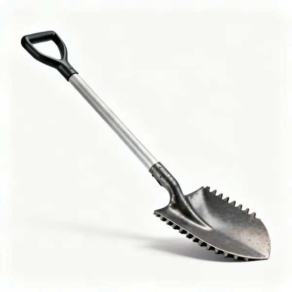A digging spade with a treaded blade
