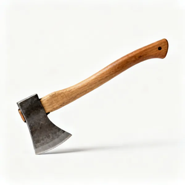 A felling axe with a wooden handle