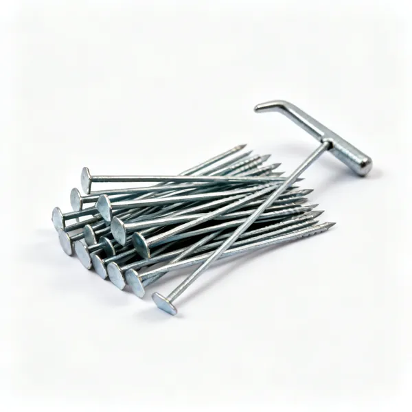 A handful of galvanised fencing staples