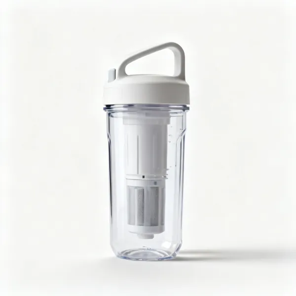 A portable water filter bottle