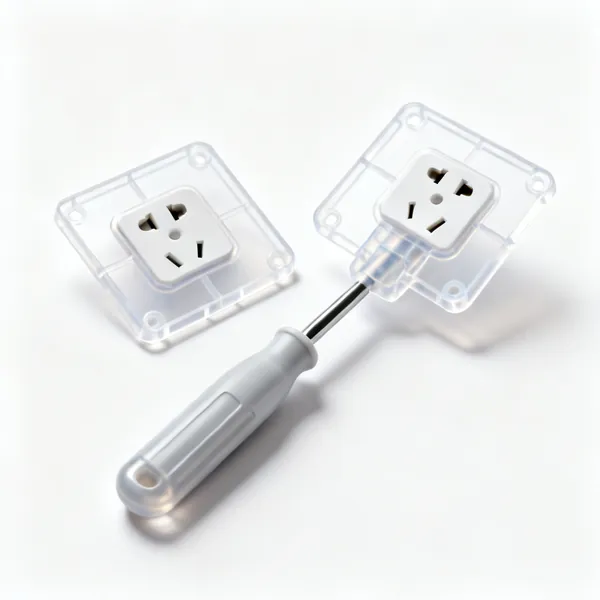 Socket covers: Two plastic electrical socket masking covers