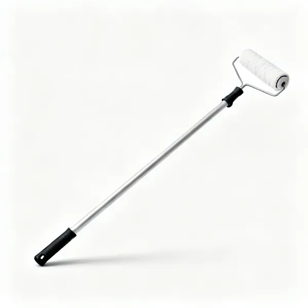 A telescopic paint roller extension pole partly extended