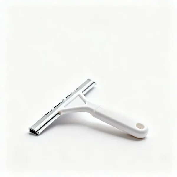 A plastic handled razor blade window scraper