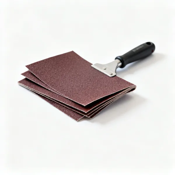 Several folded sheets of coarse abrasive paper