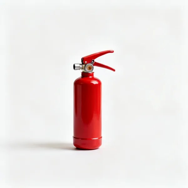 A small red water fire extinguisher