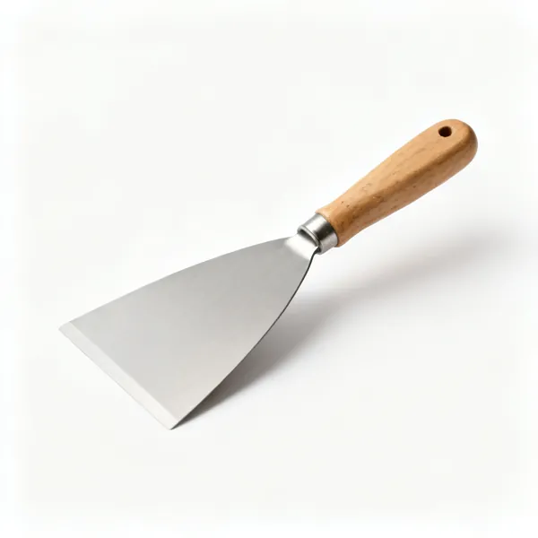 Stripping scraper: A wide stiff bladed paint scraper with a wooden handle