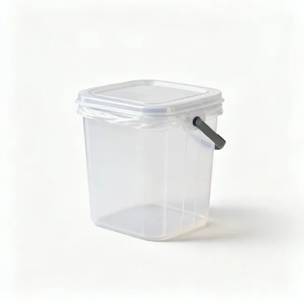 A sealed plastic waste container tub with a lid