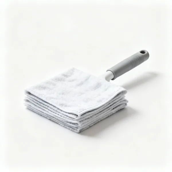 Damp cloths: A stack of folded damp cleaning cloths