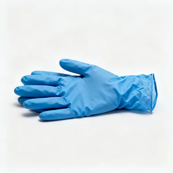 Nitrile gloves: A pair of blue nitrile disposable gloves