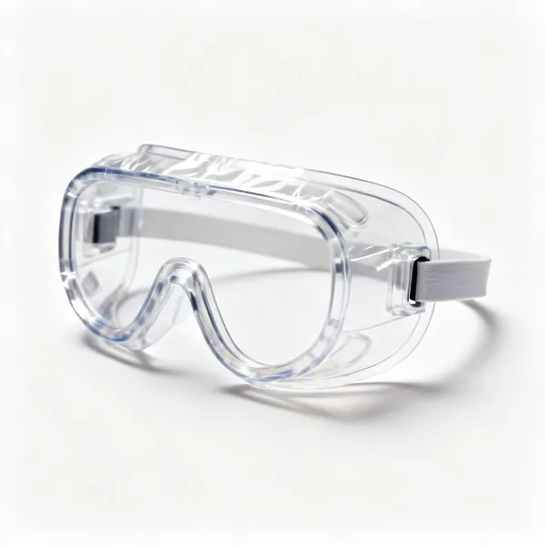 A pair of sealed clear splash goggles