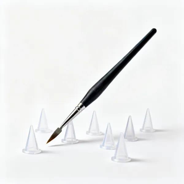 Painters pyramids: Several small plastic pointed painter's pyramid stands