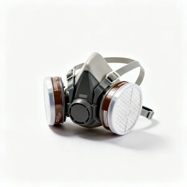 A half face respirator mask with two filter cartridges