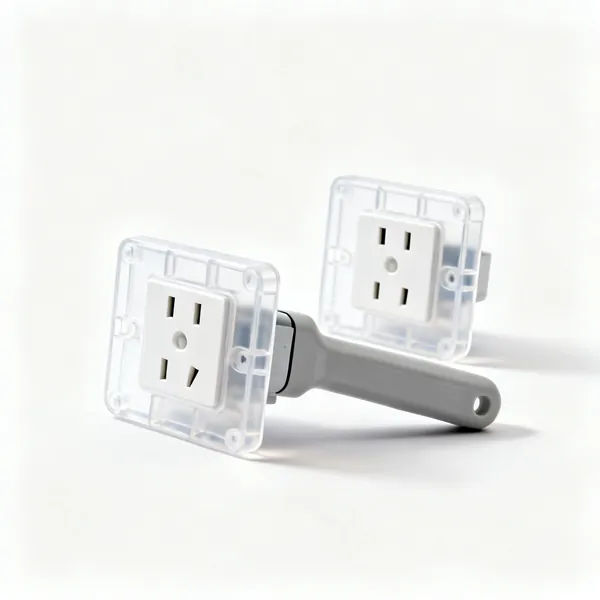 Socket covers: Two plastic electrical socket masking covers