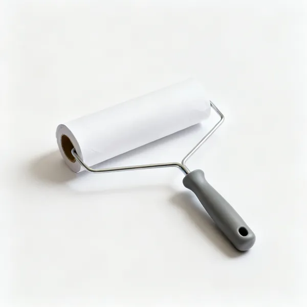 A roll of plain white lining paper partly unrolled