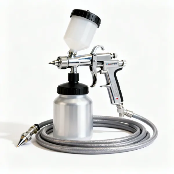 Airless sprayer: An airless paint sprayer with a hose, gun and tip