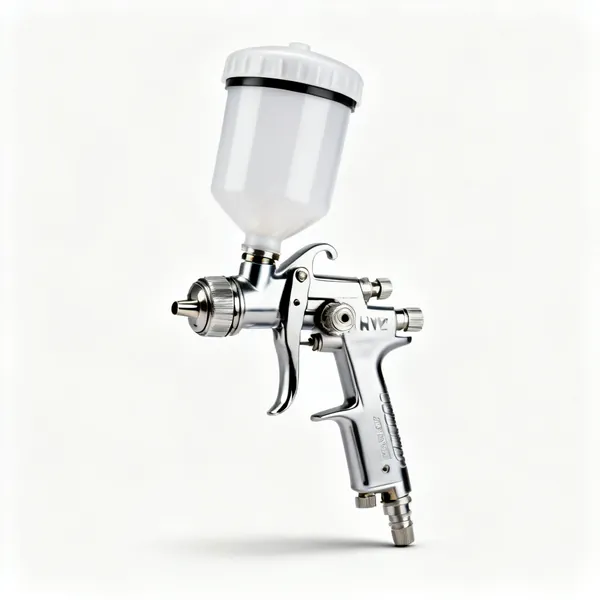 HVLP sprayer: An HVLP paint spray gun with a gravity feed cup