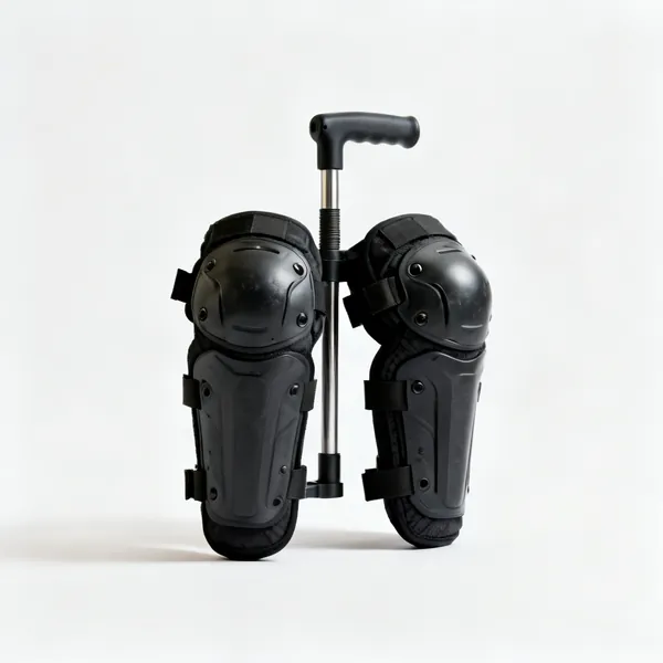 A pair of protective knee pads with straps