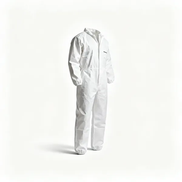 A pair of white painter's disposable overalls