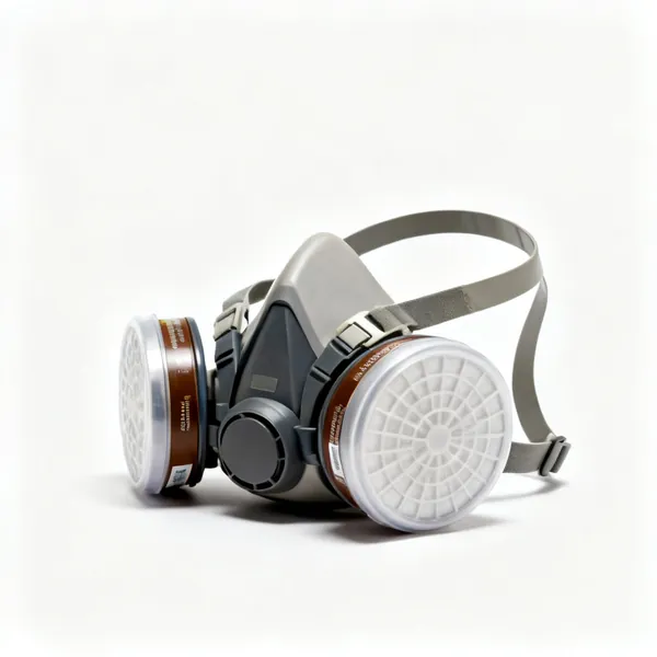 A half face respirator with twin filter cartridges