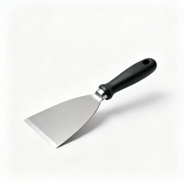 A paint scraper with a stiff rigid blade
