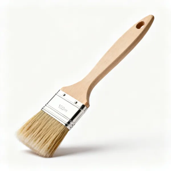 Wall brush: A wide 100mm paint brush with synthetic bristles and a wooden handle