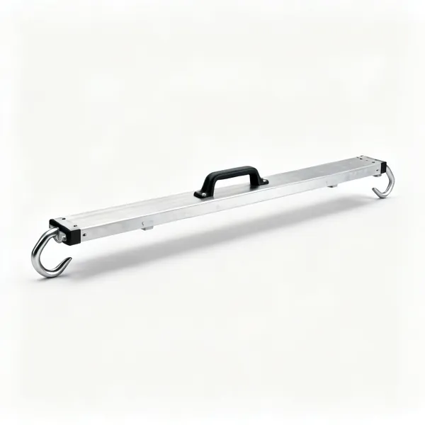 An aluminium work platform plank with hooked ends