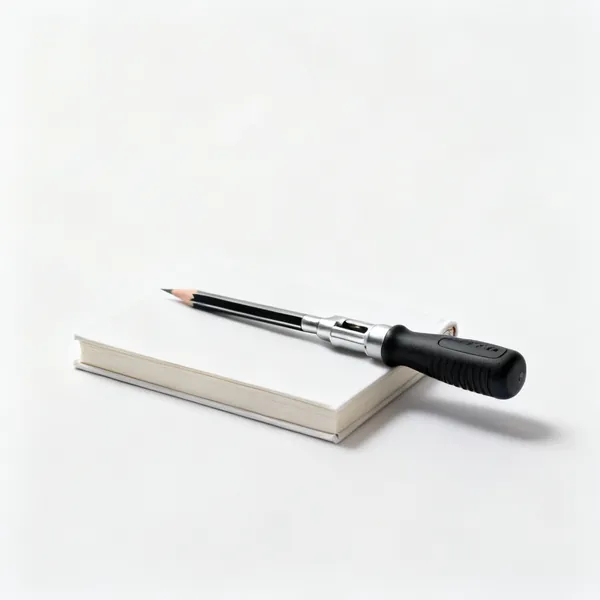 Notebook and pencil: A small hardback notebook with a pencil resting on it