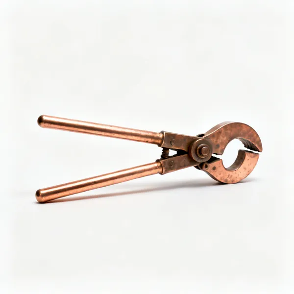 Lever pipe bender: A lever type copper pipe bender with two long handles and a curved former