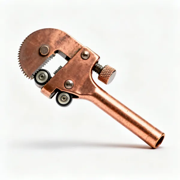 Wheel pipe cutter: A copper pipe cutter with a cutting wheel, two rollers and a knurled adjusting knob