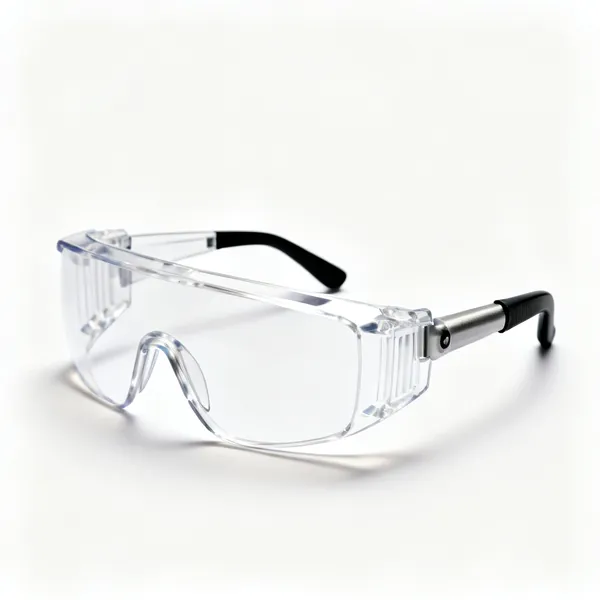 A pair of clear lens safety glasses with side shields