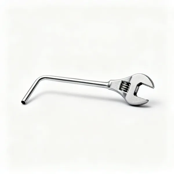 Tap backnut spanner: A cranked tap backnut box spanner, a thin steel tube bent at one end