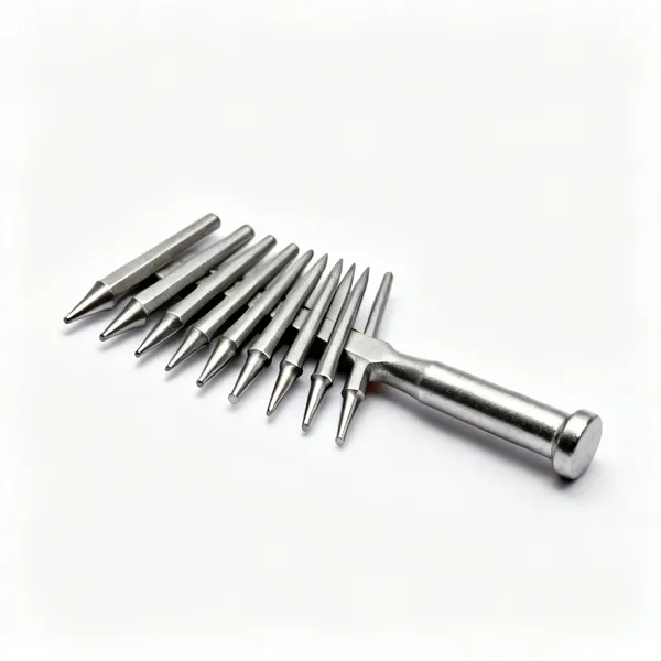 A set of tapered steel drift pins of graduated sizes