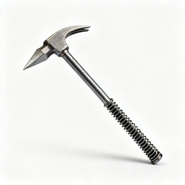 Weld scaling hammer: A welding chipping hammer with a pointed end, chisel end and a coiled spring handle