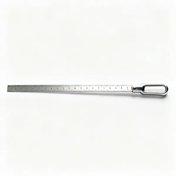 Steel rule: A long stainless steel engineers rule with etched graduations