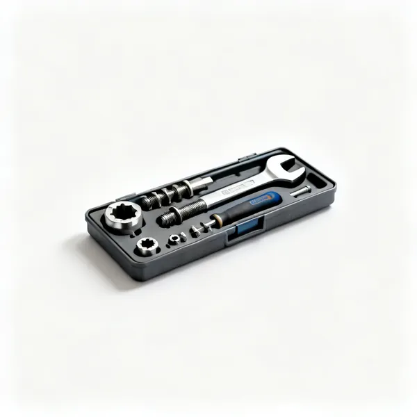 A tap and die set with taps, dies and a wrench in a case