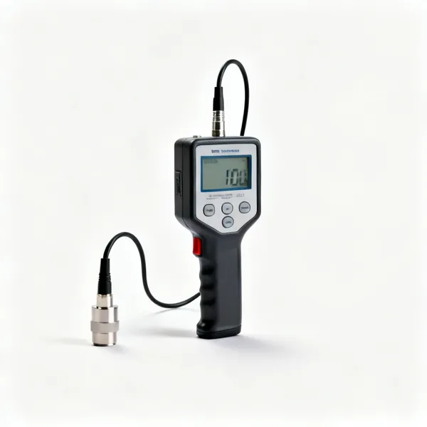 An ultrasonic thickness gauge with a handheld display unit and a probe on a cable