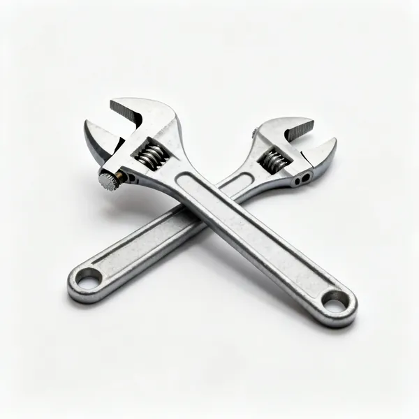 Two adjustable spanners of different sizes with knurled adjusting screws