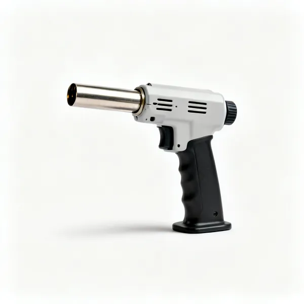 Small blowtorch: A small handheld blowtorch with a compact gas canister and burner head